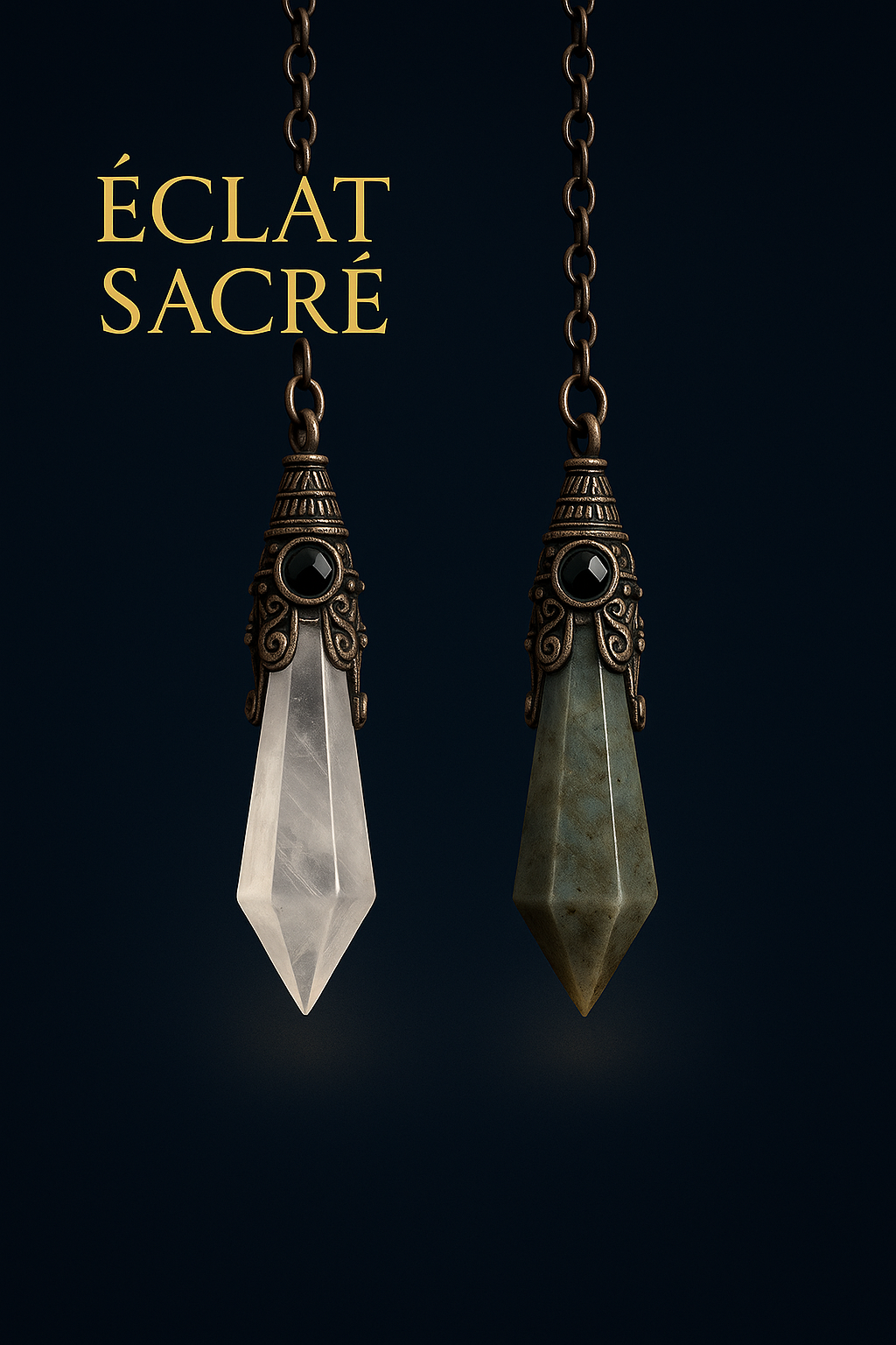 🔮 Pendule Cristal Vintage Éclat Sacré - Pierres Naturelles & Énergie Ancestrale