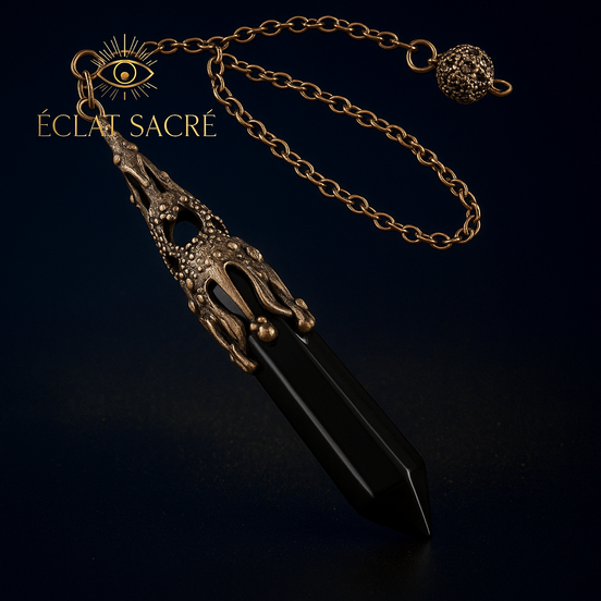 🔮 Pendule en Pierres Naturelles - Améthyste, Obsidienne & Quartz