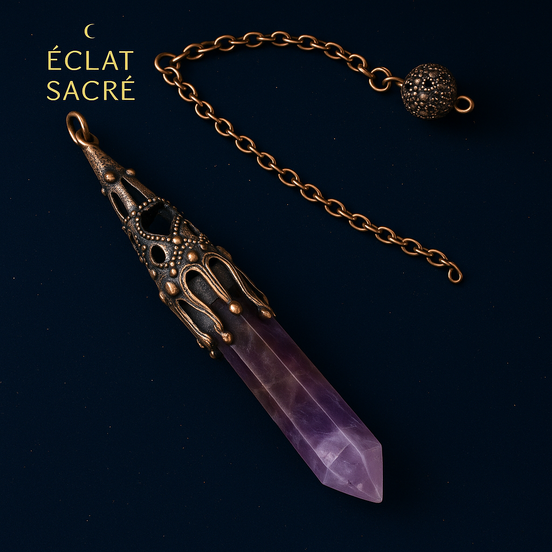 🔮 Pendule en Pierres Naturelles - Améthyste, Obsidienne & Quartz