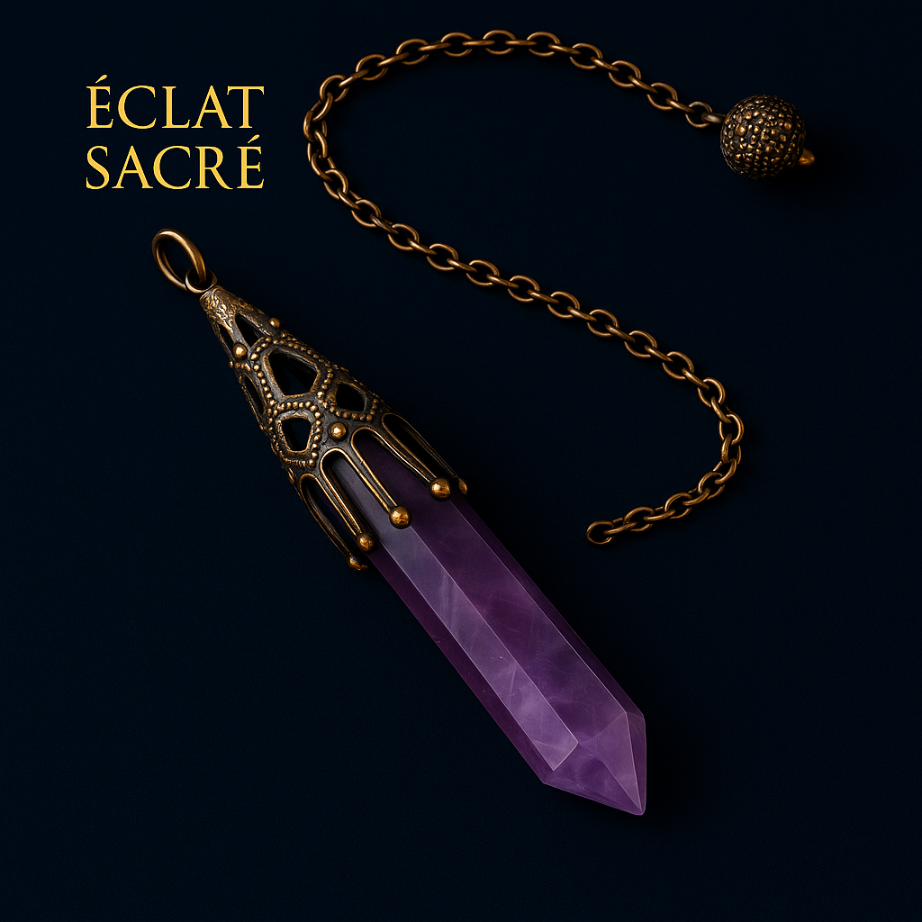 🔮 Pendule en Pierres Naturelles - Améthyste, Obsidienne & Quartz