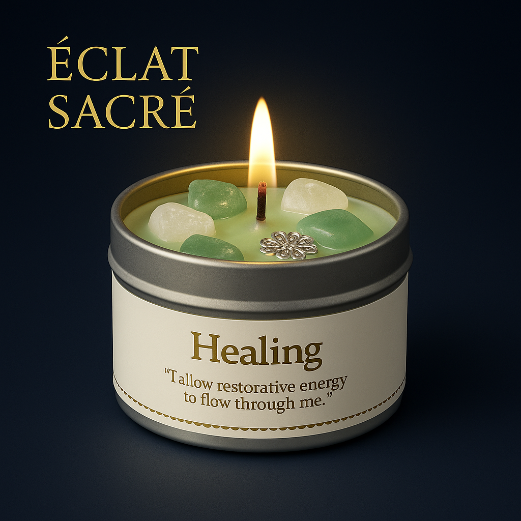 ✨ Bougie d’Intention - Cristaux Naturels & Cire de Soja Pure