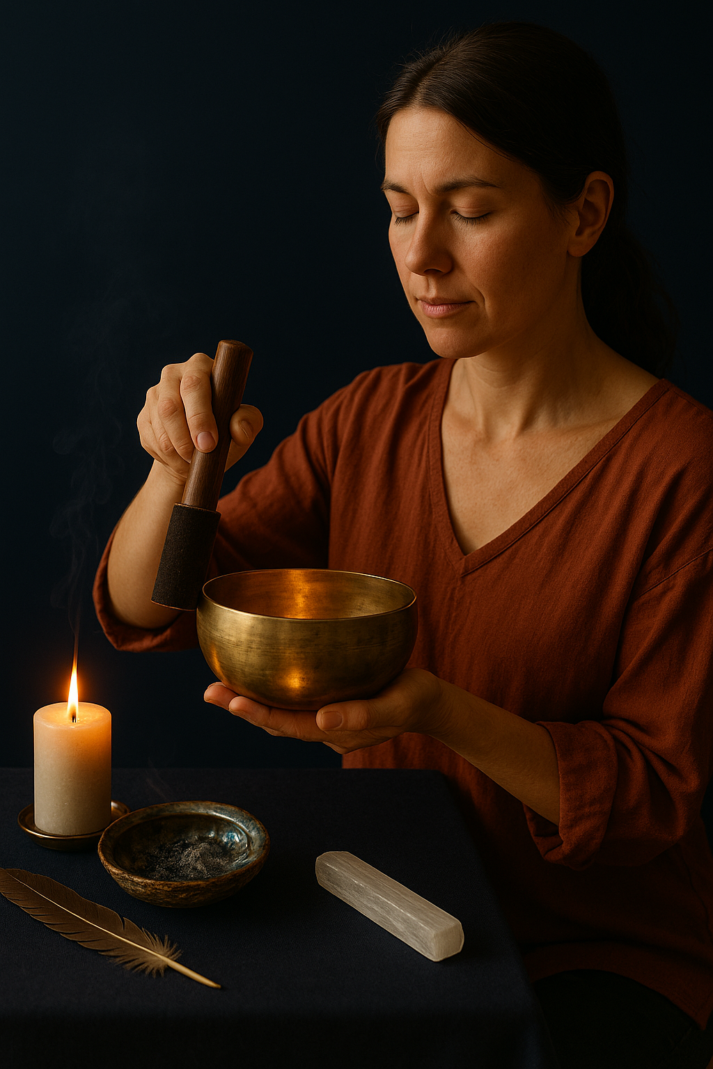 Bol tibétain sur coussin - détail alliage