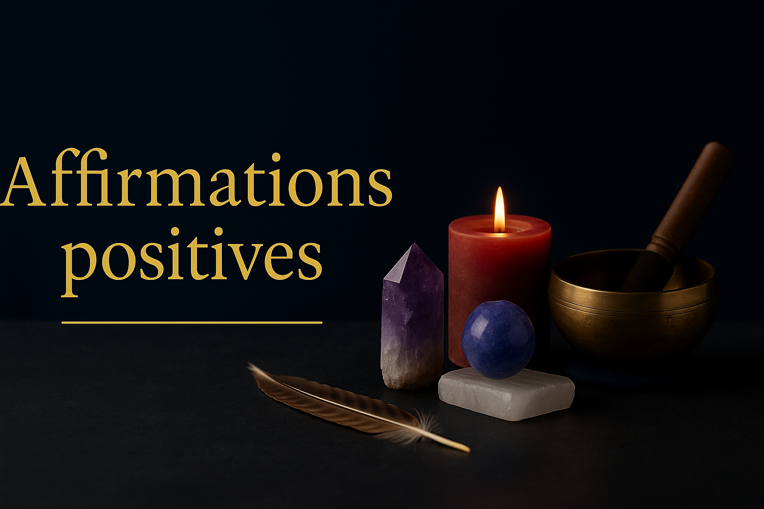 Rituel d’affirmations - carnet, bougie et pierre