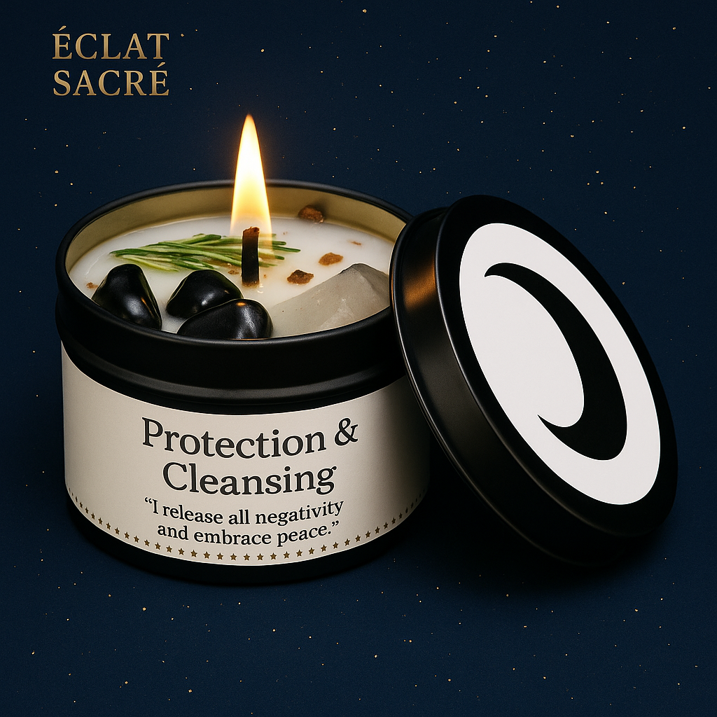 ✨ Bougie d’Intention - Cristaux Naturels & Cire de Soja Pure