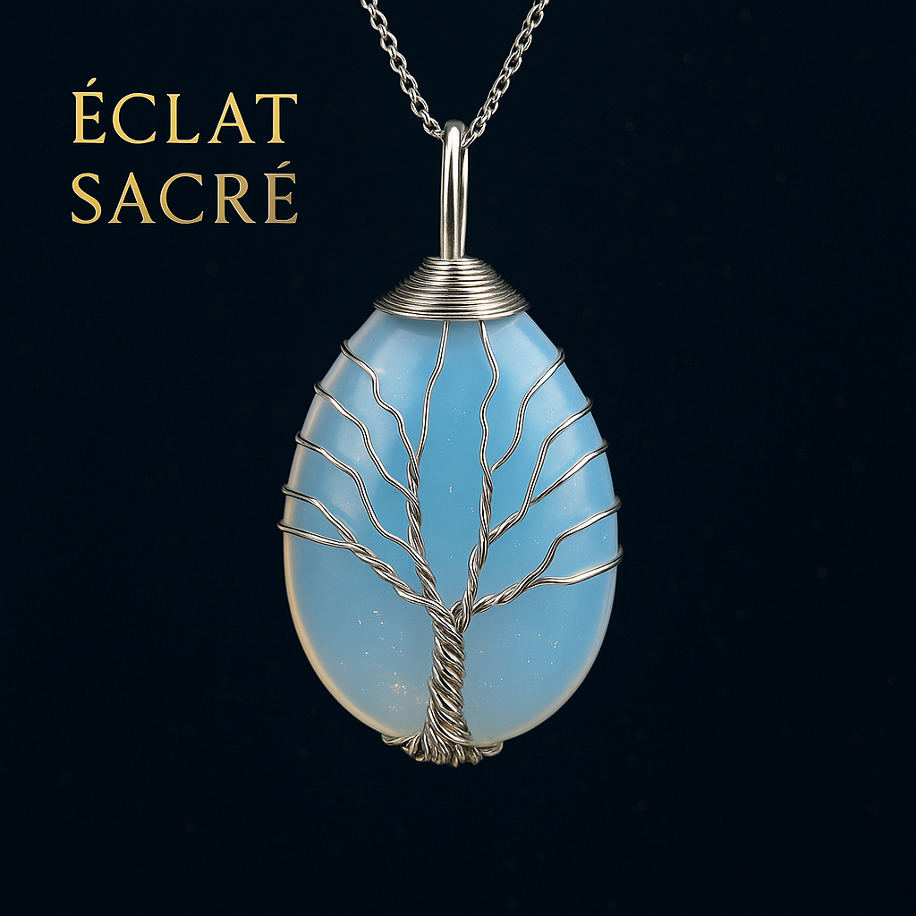 Collier Arbre de Vie en Pierre Naturelle - Pendentif Goutte d’Eau Énergétique & Protecteur