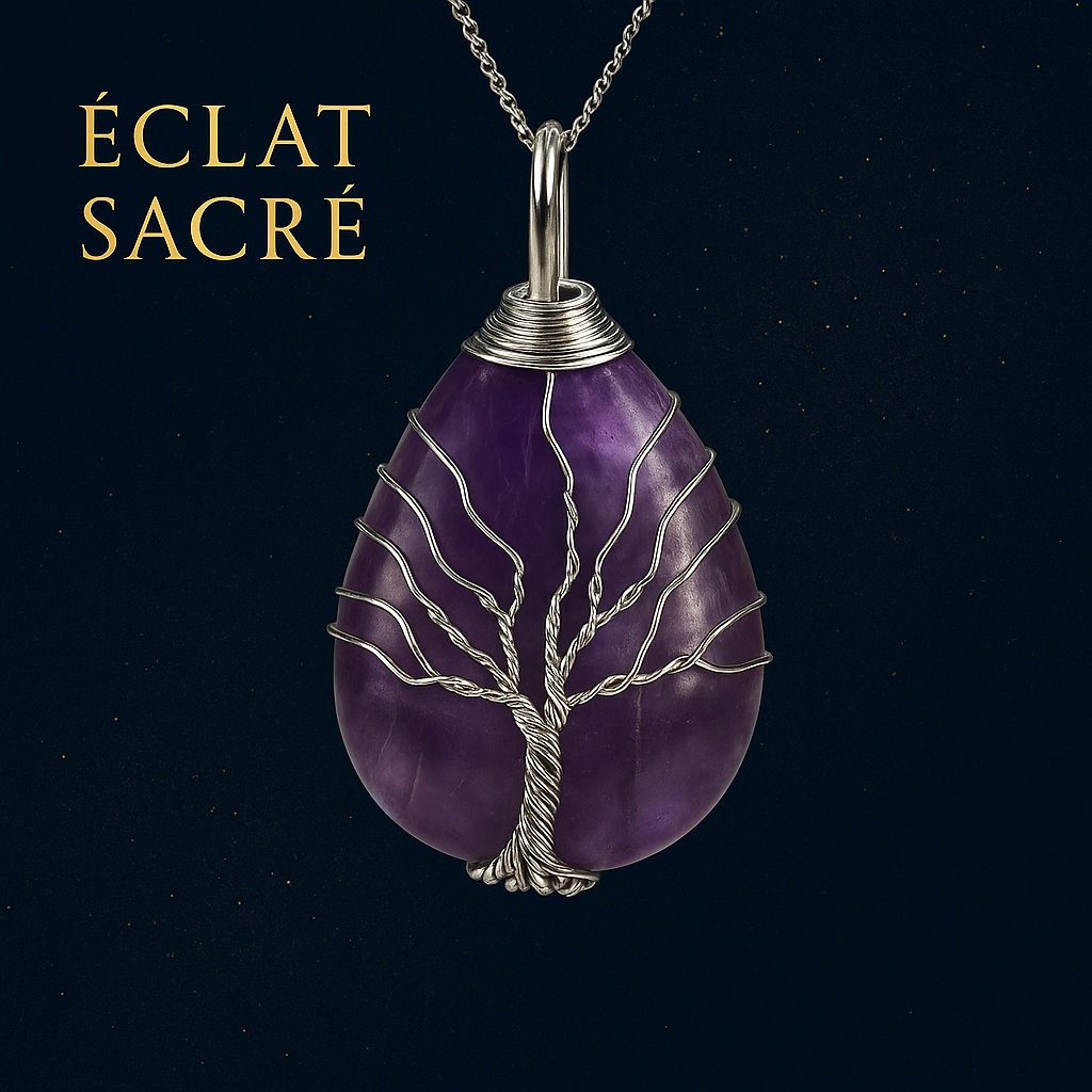 Collier Arbre de Vie en Pierre Naturelle - Pendentif Goutte d’Eau Énergétique & Protecteur