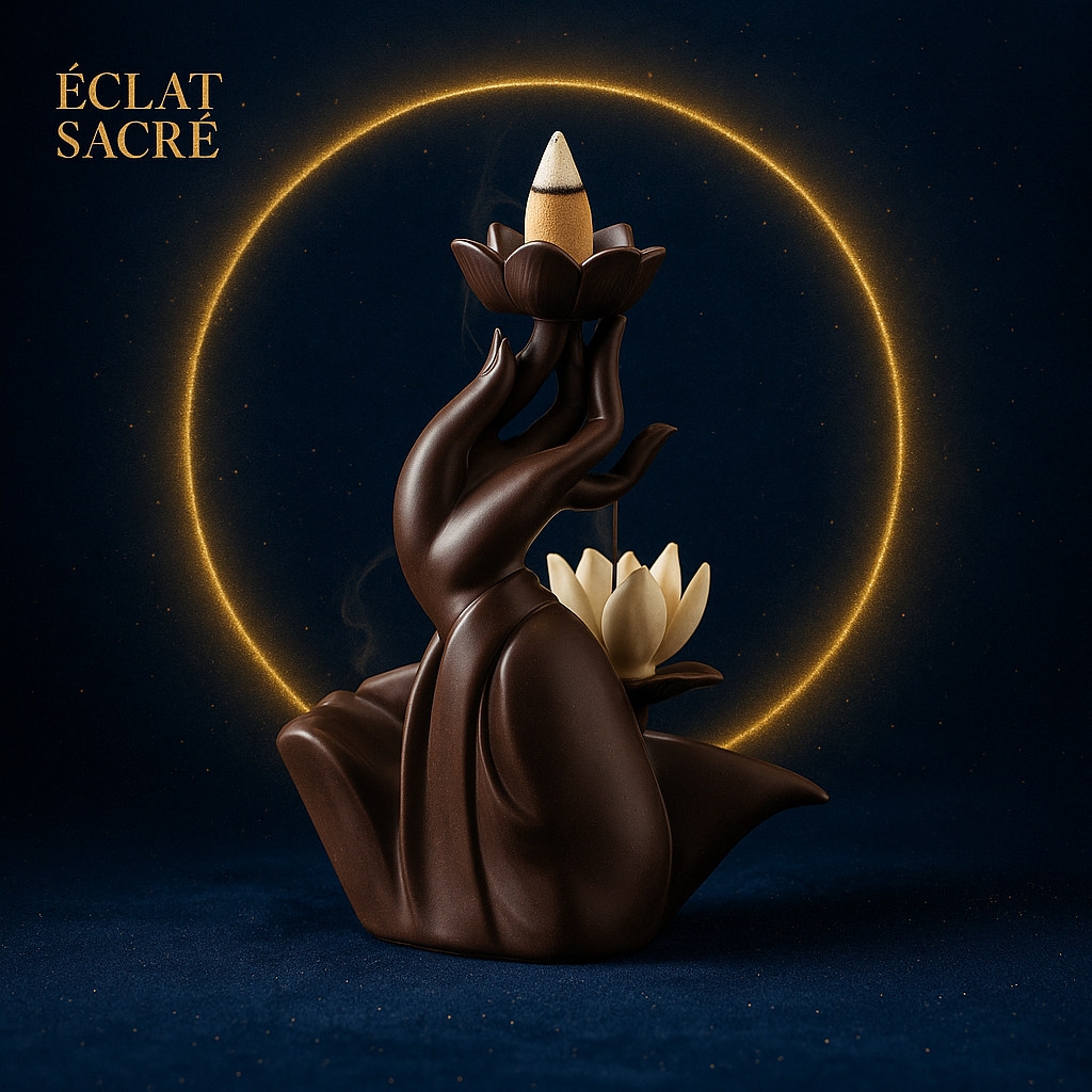 Brûleur d’Encens à Reflux - Main de Bouddha & Lotus - Sérénité & Méditation