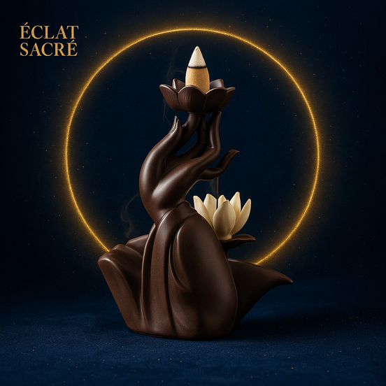 Brûleur d’Encens à Reflux - Main de Bouddha & Lotus - Sérénité & Méditation