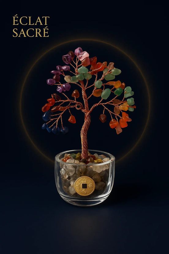 Arbre de Vie 7 Chakras en Cristaux Naturels - Harmonie & Prospérité - Éclat Sacré
