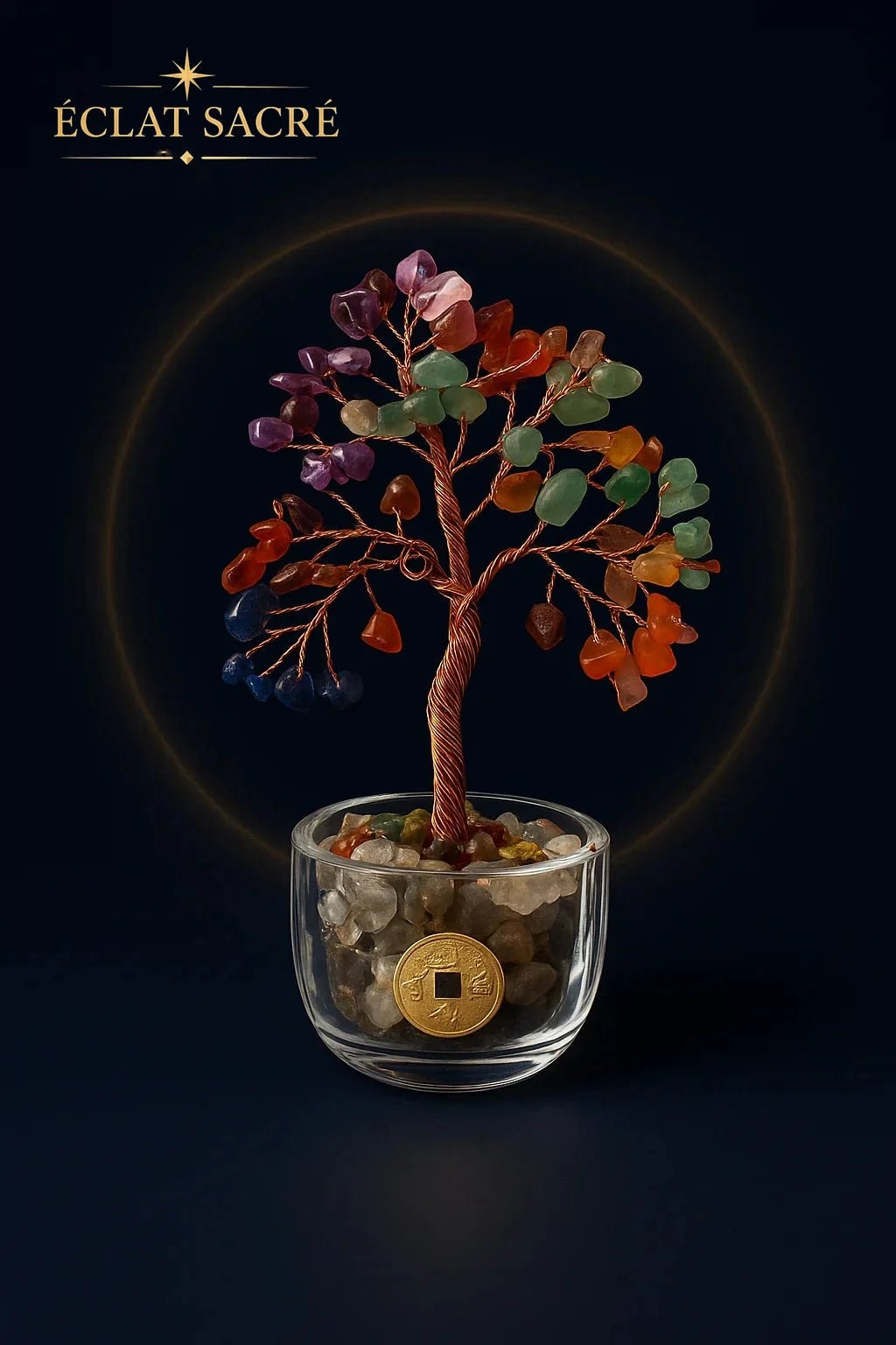 Arbre de Vie 7 Chakras en Cristaux Naturels - Harmonie & Prospérité - Éclat Sacré