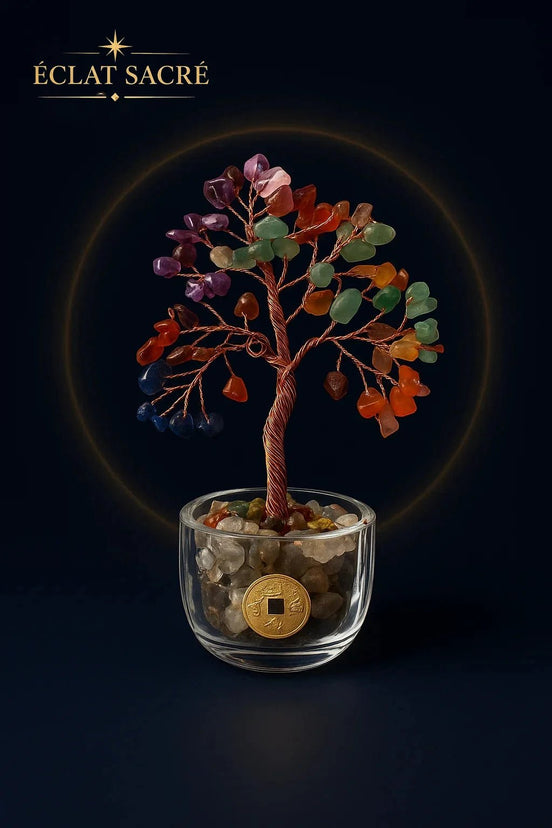 Arbre de Vie 7 Chakras en Cristaux Naturels - Harmonie & Prospérité - Éclat Sacré