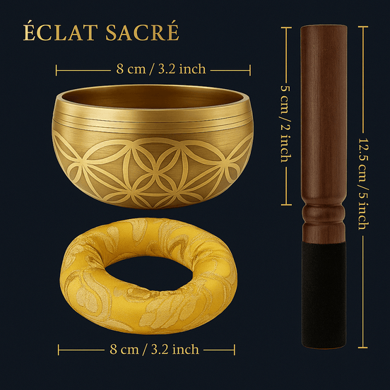 Bol Chantant Fleur de Vie Éclat Sacré - Cuivre Népalais & Harmonie Spirituelle - Éclat Sacré