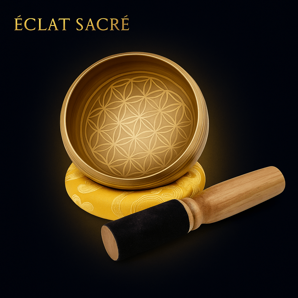 Bol Chantant Fleur de Vie Éclat Sacré - Cuivre Népalais & Harmonie Spirituelle - Éclat Sacré