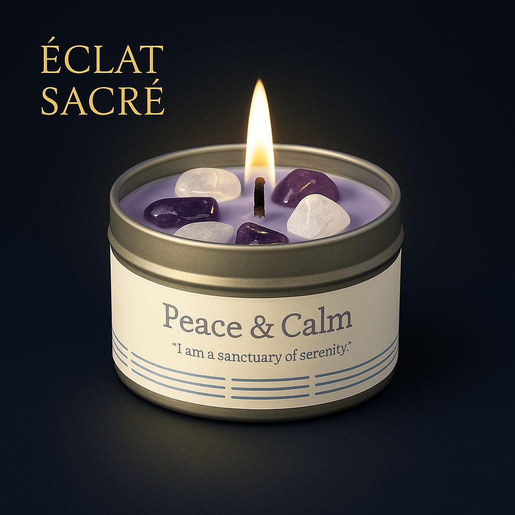 ✨ Bougie d’Intention - Cristaux Naturels & Cire de Soja Pure - Éclat Sacré