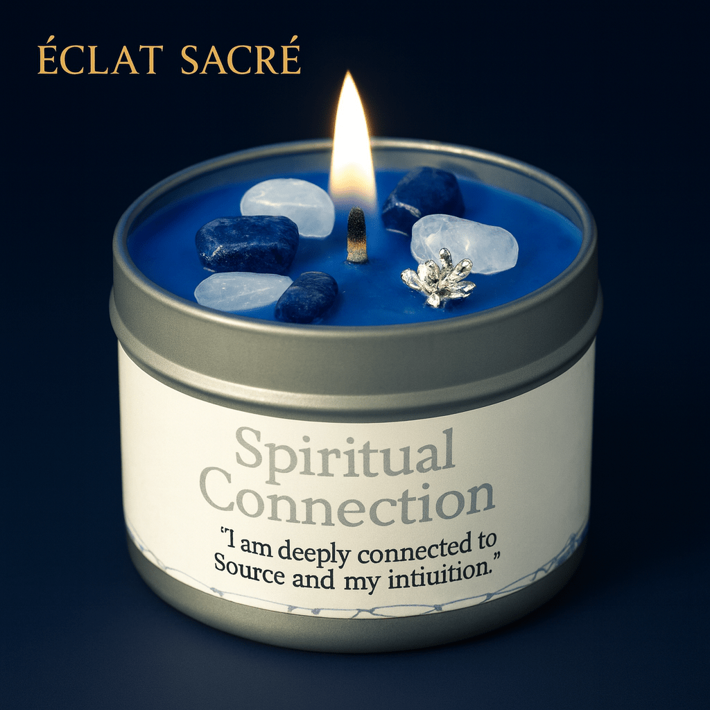 ✨ Bougie d’Intention - Cristaux Naturels & Cire de Soja Pure - Éclat Sacré