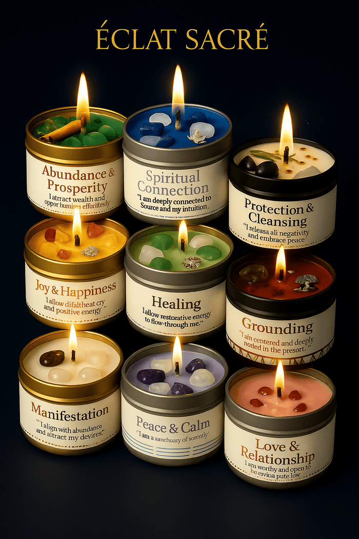 ✨ Bougie d’Intention - Cristaux Naturels & Cire de Soja Pure