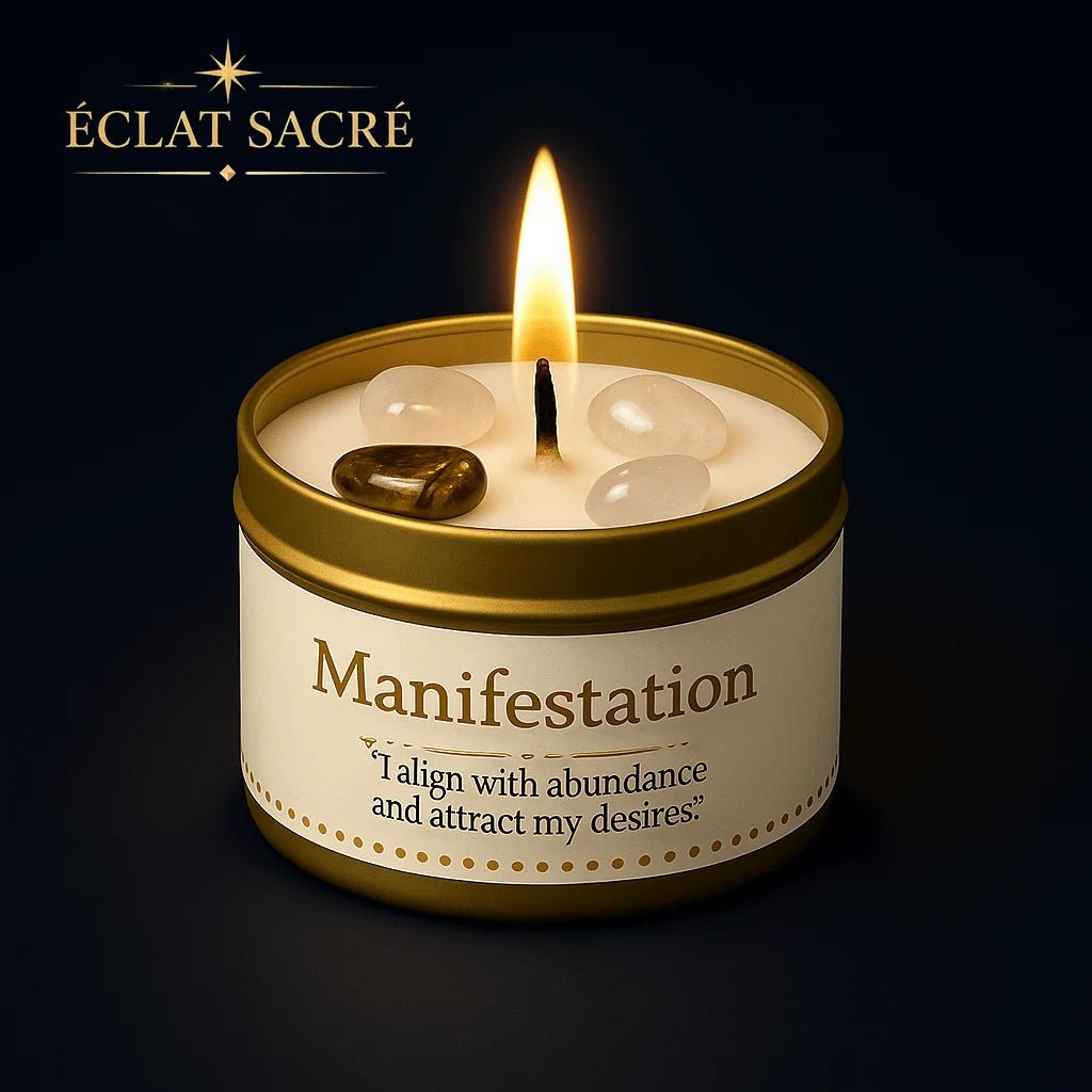 Bougie d'intention aux cristaux naturels, vue 9 – Éclat Sacré — vue 9