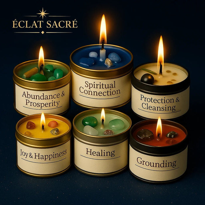 Bougie d'Intention - Cristaux Naturels & Cire de Soja Pure