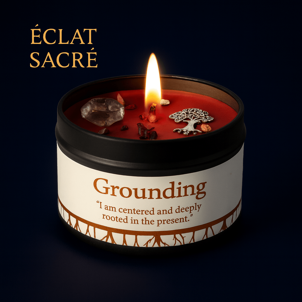 ✨ Bougie d’Intention - Cristaux Naturels & Cire de Soja Pure - Éclat Sacré
