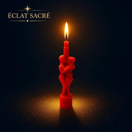 Bougie de rituel amoureux en cire de soja et cristaux naturels – Éclat Sacré