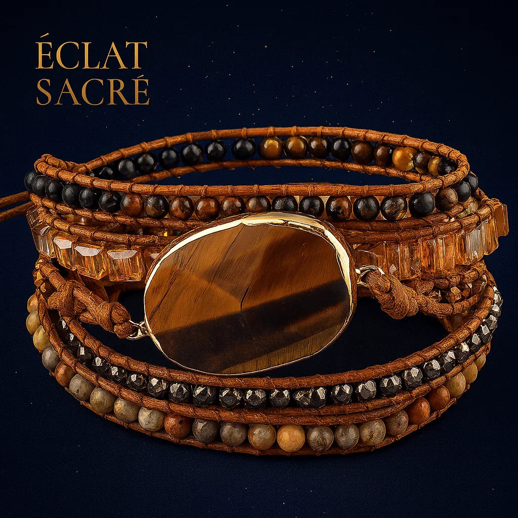 Bracelet Bohème en Pierres Naturelles - Harmonie des Énergies - Éclat Sacré