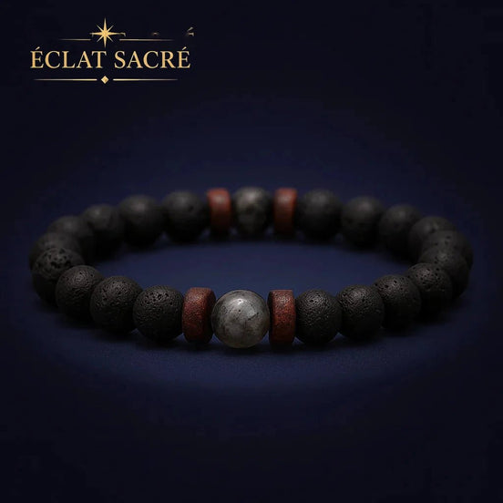 Bracelet Pierre de Lave & Bois Naturel - Énergie & Harmonie - Éclat Sacré