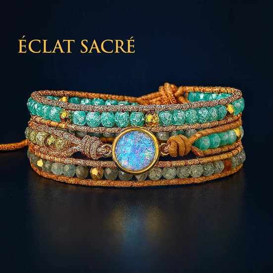Bracelet Pierre de Lune & Opale - Protection & Harmonie Intérieure - Éclat Sacré