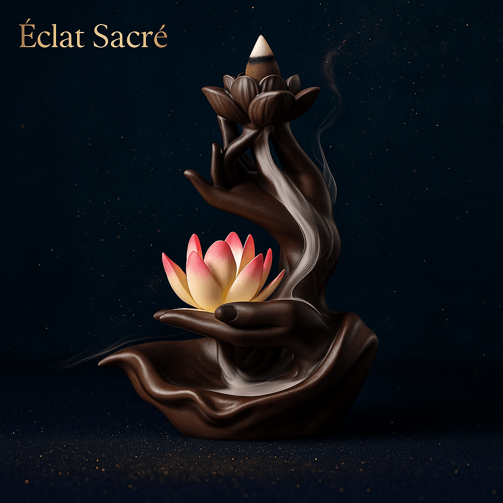 Brûleur d’Encens à Reflux - Main de Bouddha & Lotus - Sérénité & Méditation - Éclat Sacré — vue 2