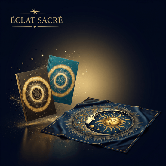 Coffret La Voie de l'Oracle - Tapis de Tarot, Formation Oracle & Guide des Synchronicités - Éclat Sacré