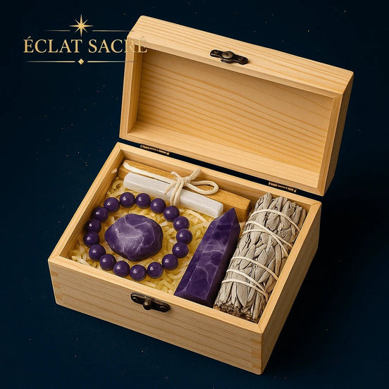 Coffret rituel de cristaux naturels pour l'amour et l'intuition – Éclat Sacré