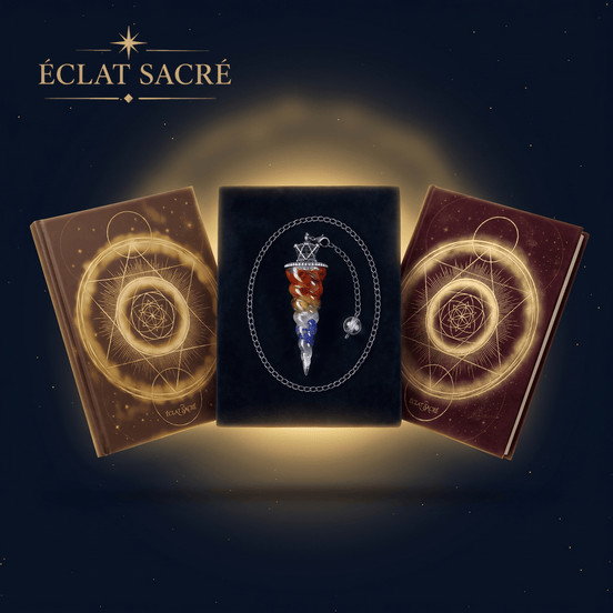 Coffret Rituel du Pendule - Pendule 7 Chakras, Formation Complète & Guide d'Intuition - Éclat Sacré