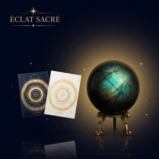 Coffret Sanctuaire Intérieur - Sphère de Labradorite, Sommeil Sacré & Alchimie du Calme - Éclat Sacré