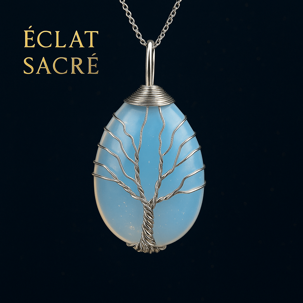 Collier Arbre de Vie en Pierre Naturelle - Pendentif Goutte d’Eau Énergétique & Protecteur - Éclat Sacré — vue 3