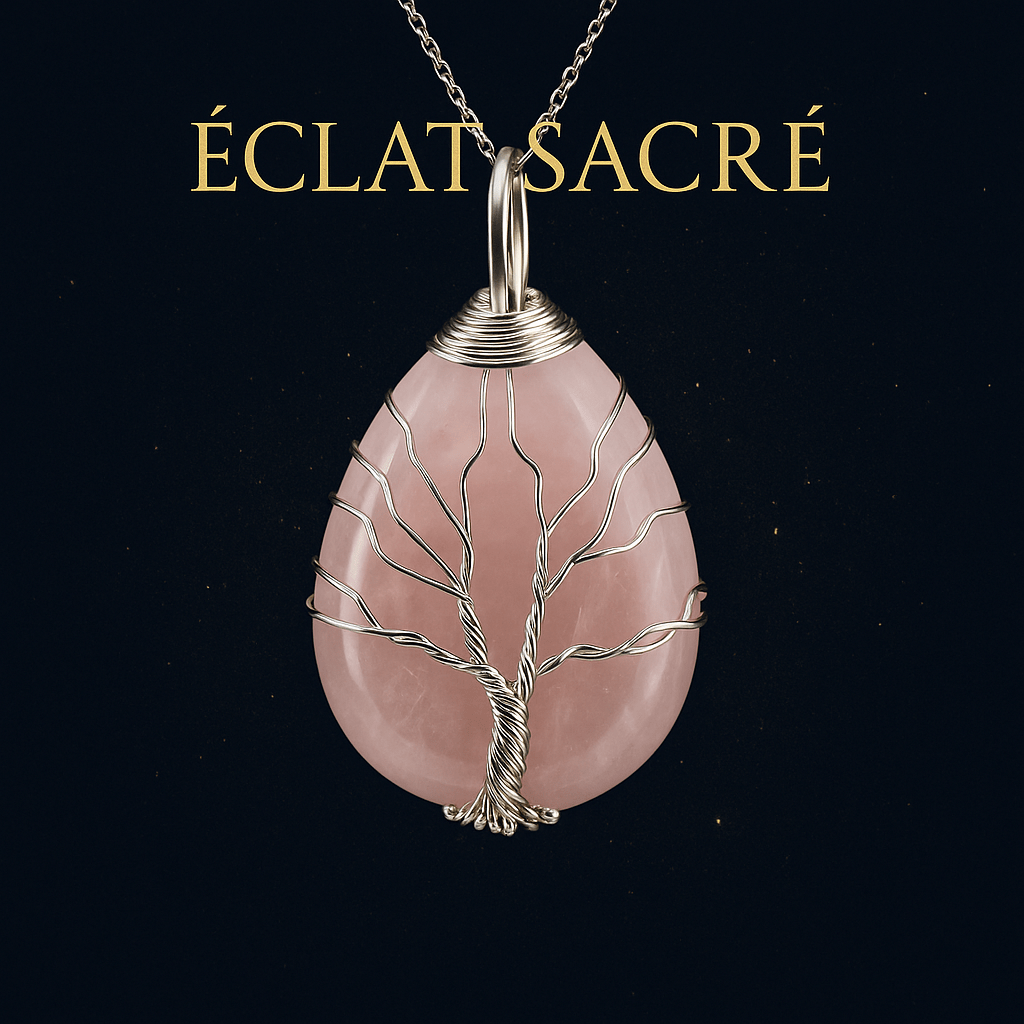 Collier Arbre de Vie en Pierre Naturelle - Pendentif Goutte d’Eau Énergétique & Protecteur - Éclat Sacré — vue 2