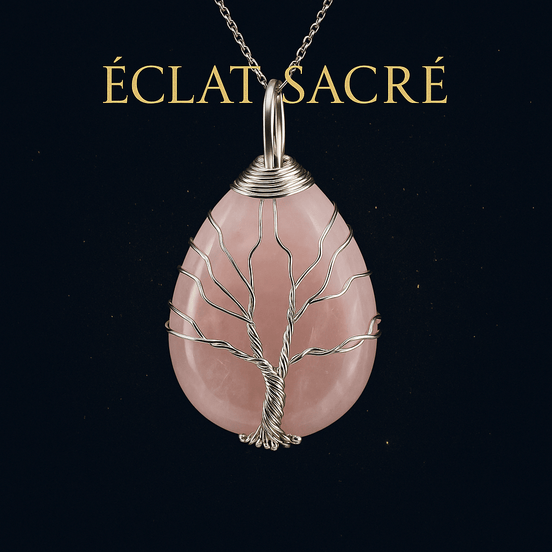 Collier Arbre de Vie en Pierre Naturelle - Pendentif Goutte d’Eau Énergétique & Protecteur - Éclat Sacré