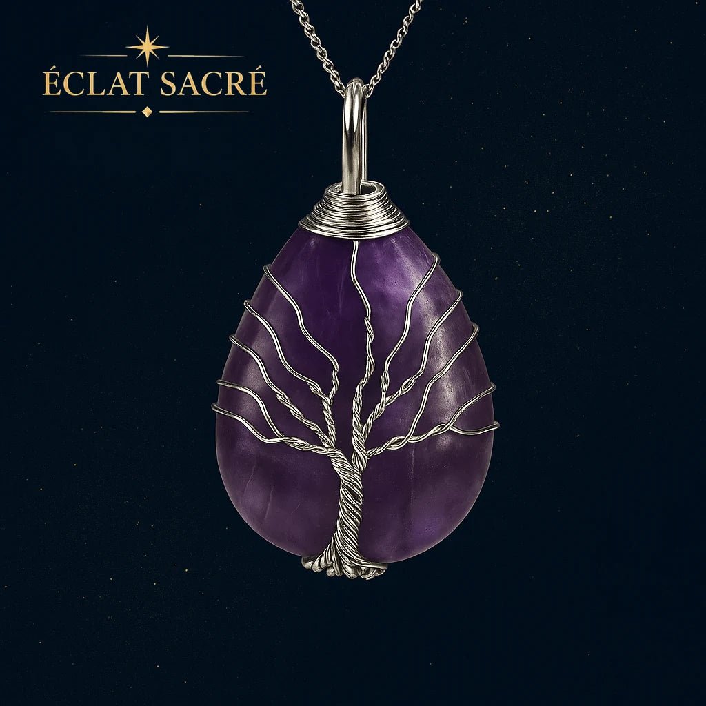 Collier arbre de vie goutte d'eau, vue 2 – Éclat Sacré — vue 2
