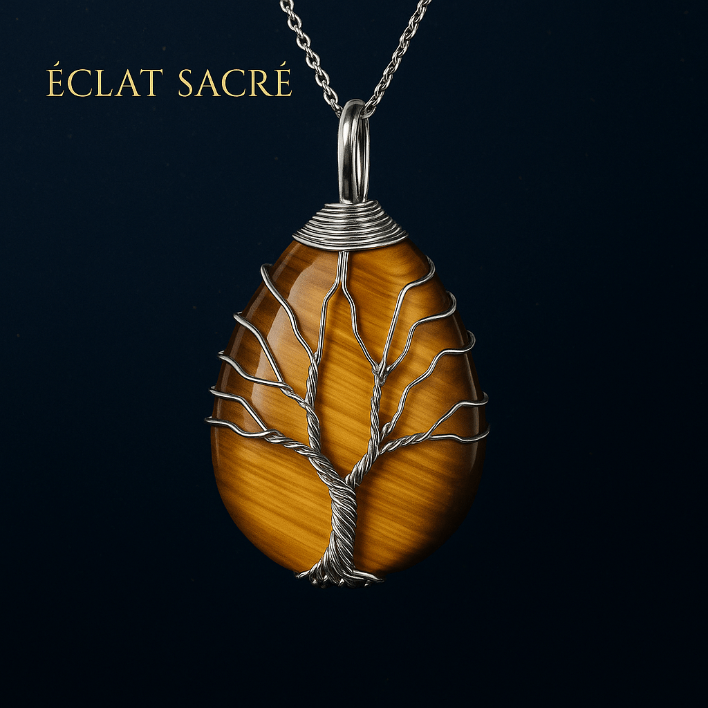 Collier Arbre de Vie en Pierre Naturelle - Pendentif Goutte d’Eau Énergétique & Protecteur - Éclat Sacré — vue 5