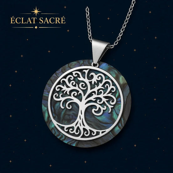 Collier Arbre de Vie & Nacre Naturelle - Harmonie & Lumière Intérieure - Éclat Sacré