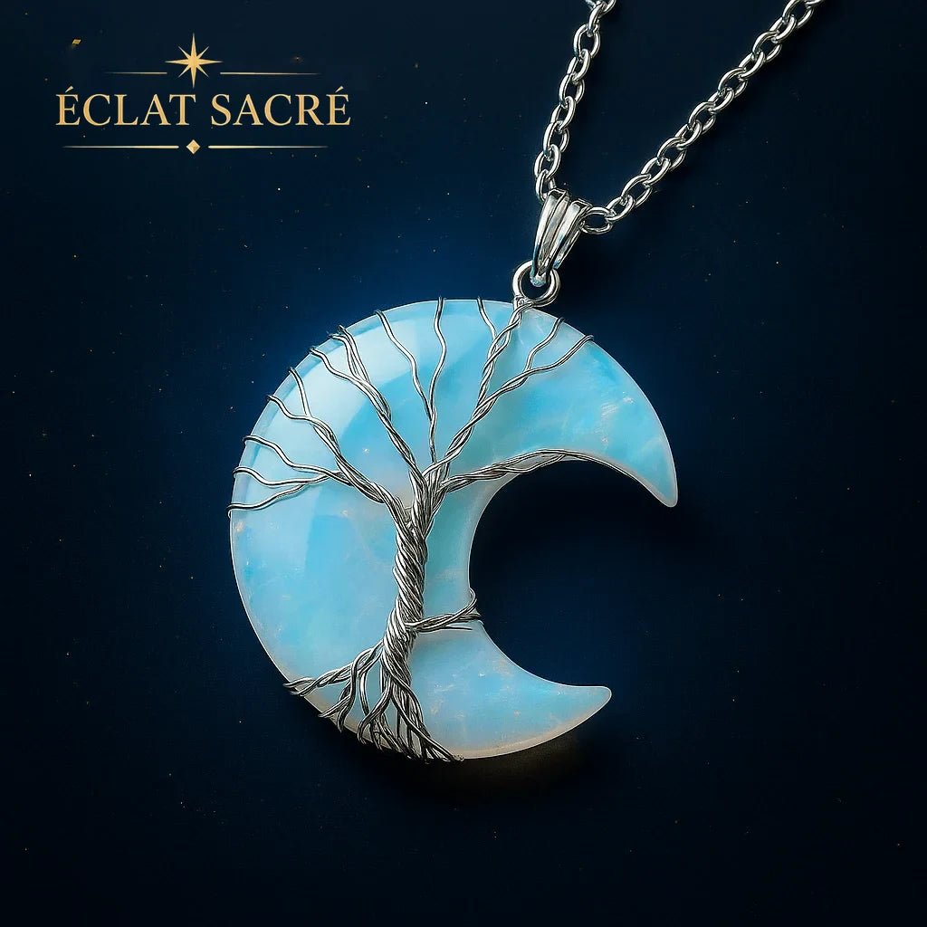 Collier lune et arbre de vie, vue 3 – Éclat Sacré — vue 3