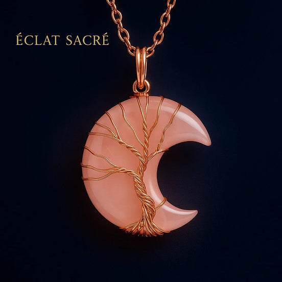 Collier Lune & Arbre de Vie en Pierre Naturelle - Énergie, Intuition & Harmonie - Éclat Sacré