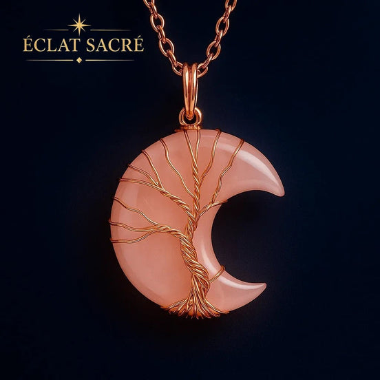 Collier lune et arbre de vie, vue 2 – Éclat Sacré