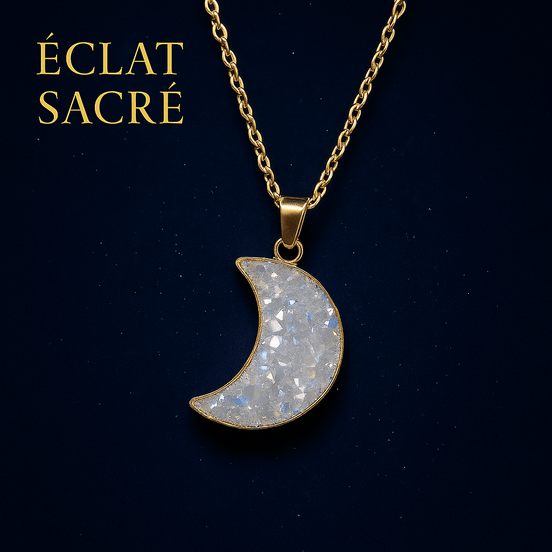 Collier Lune Cristalline Aura - Intuition, Énergie & Féminin Sacré - Éclat Sacré