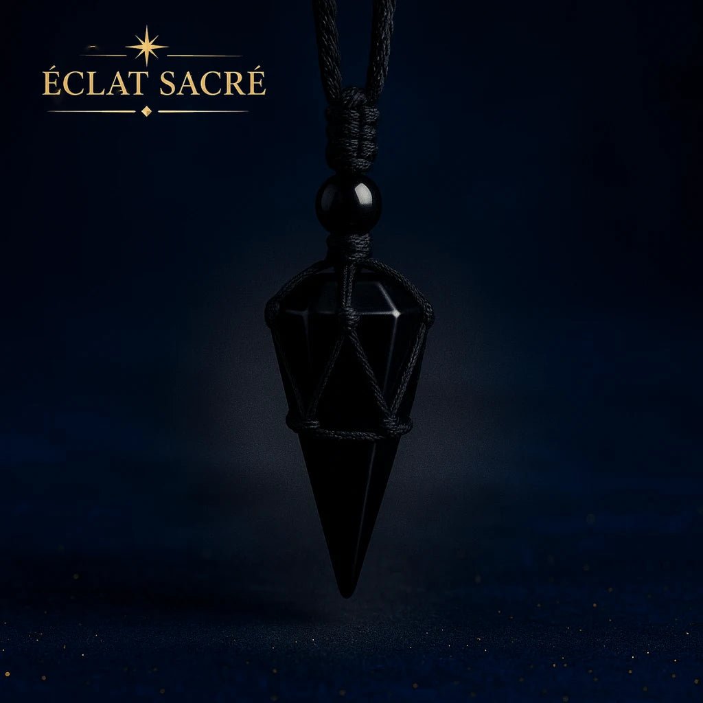 Collier pendule en pierre naturelle, vue 4 – Éclat Sacré — vue 4