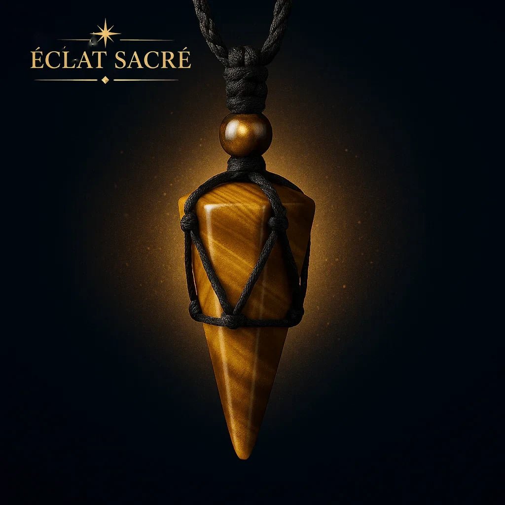 Collier pendule en pierre naturelle, vue 3 – Éclat Sacré — vue 3