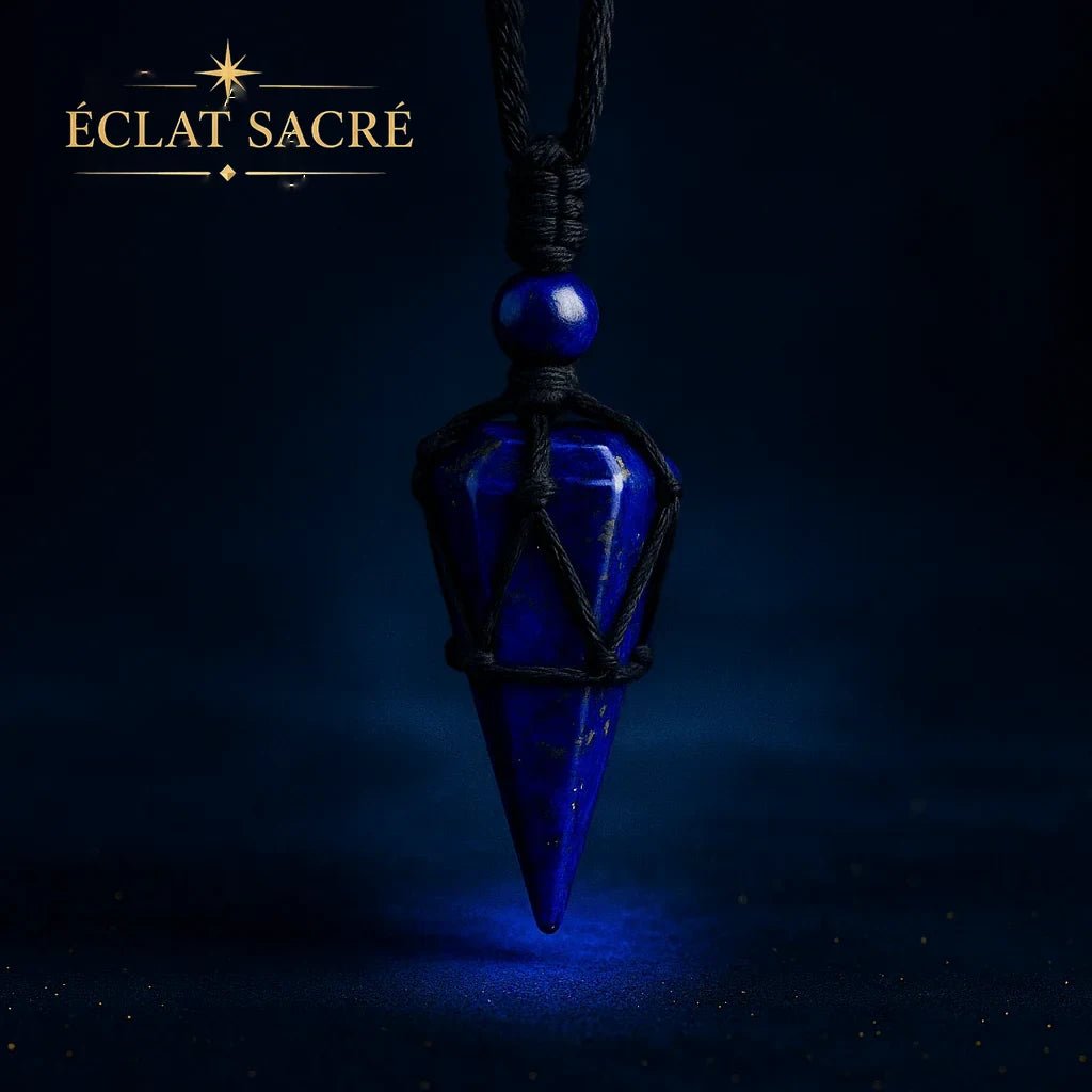 Collier pendule en pierre naturelle, vue 2 – Éclat Sacré — vue 2