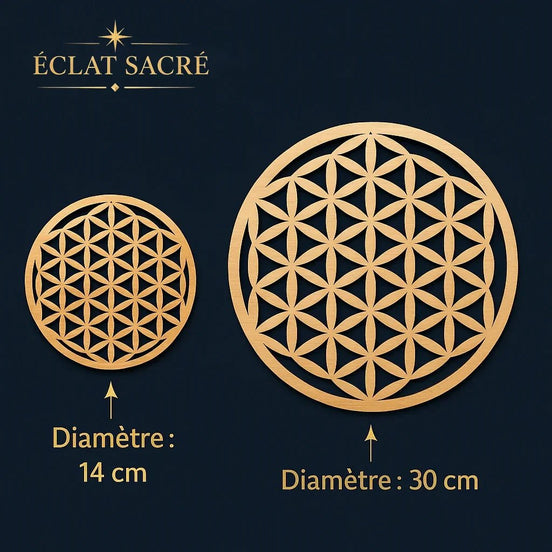 Fleur de Vie en Bois Naturel - Support Énergétique & Géométrie Sacrée - Éclat Sacré