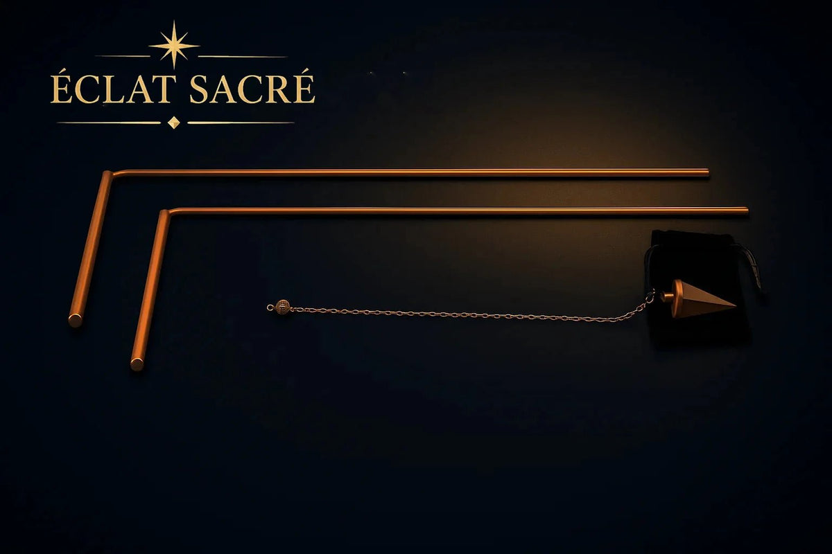 Kit de Radiesthésie en Cuivre - Baguettes & Pendule Divinatoire - Éclat Sacré