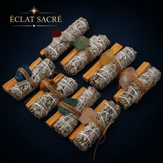 Kit Purification Sauge Blanche & Cristal - Harmonie, Protection & Énergie Pure - Éclat Sacré