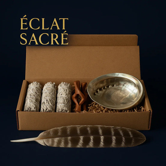 Kit Rituel de Purification - Sauge Blanche, Coquille d’Ormeau & Plume Sacrée - Éclat Sacré