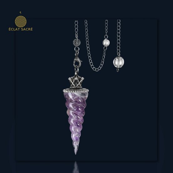 Pendule 7 Chakras en Cristaux Naturels - Divination & Harmonisation Énergétique - Éclat Sacré